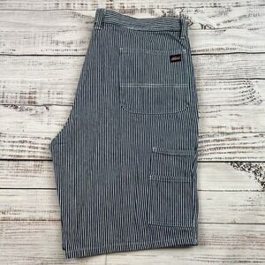 Vintage Dickies Shorts Mens 42 Blue White Stripe Carpenter Workwear Utility Y2K